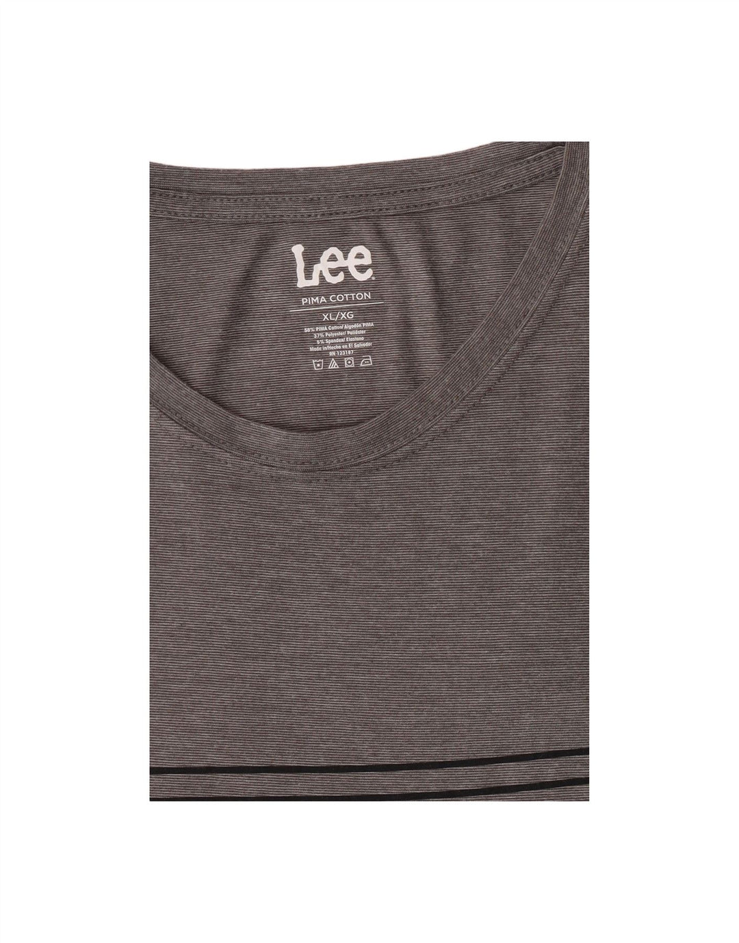 LEE Mens T-Shirt Top XL Grey Striped Cotton