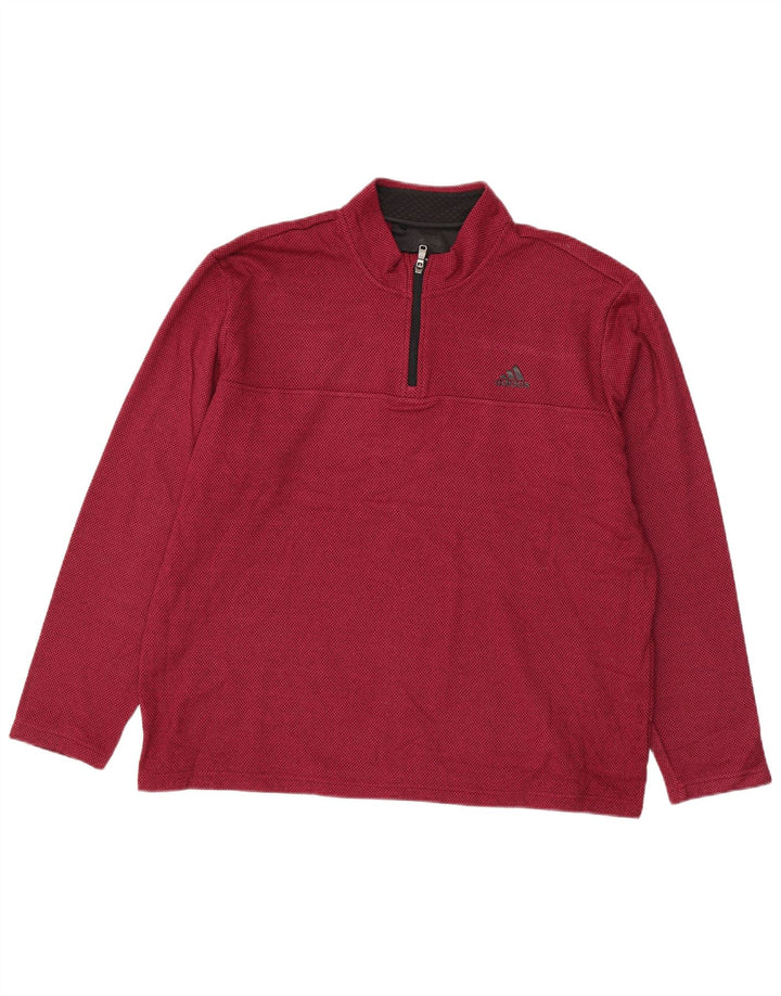 Adidas muška majica s izrezom s patentnim zatvaračem XL crveni poliester