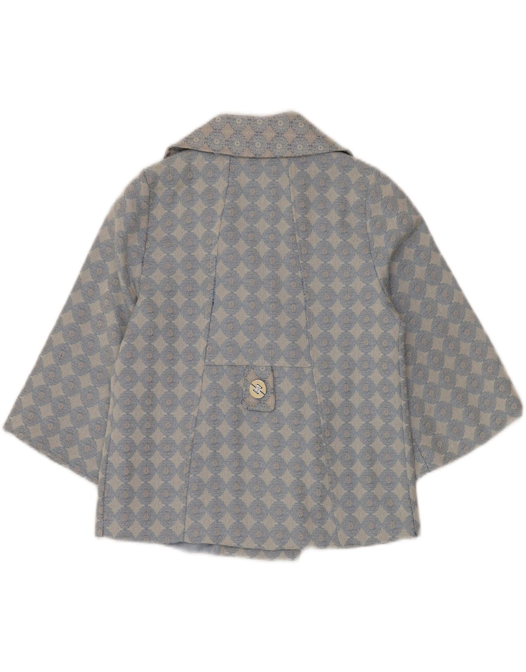 VINTAGE ženska bolero jakna 3/4 rukava UK 10 Mala plava geometrijska