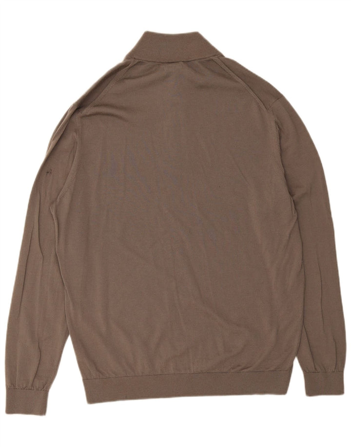 Massimo Dutti muški džemper s izrezom s patentnim zatvaračem 2XL smeđa vunena
