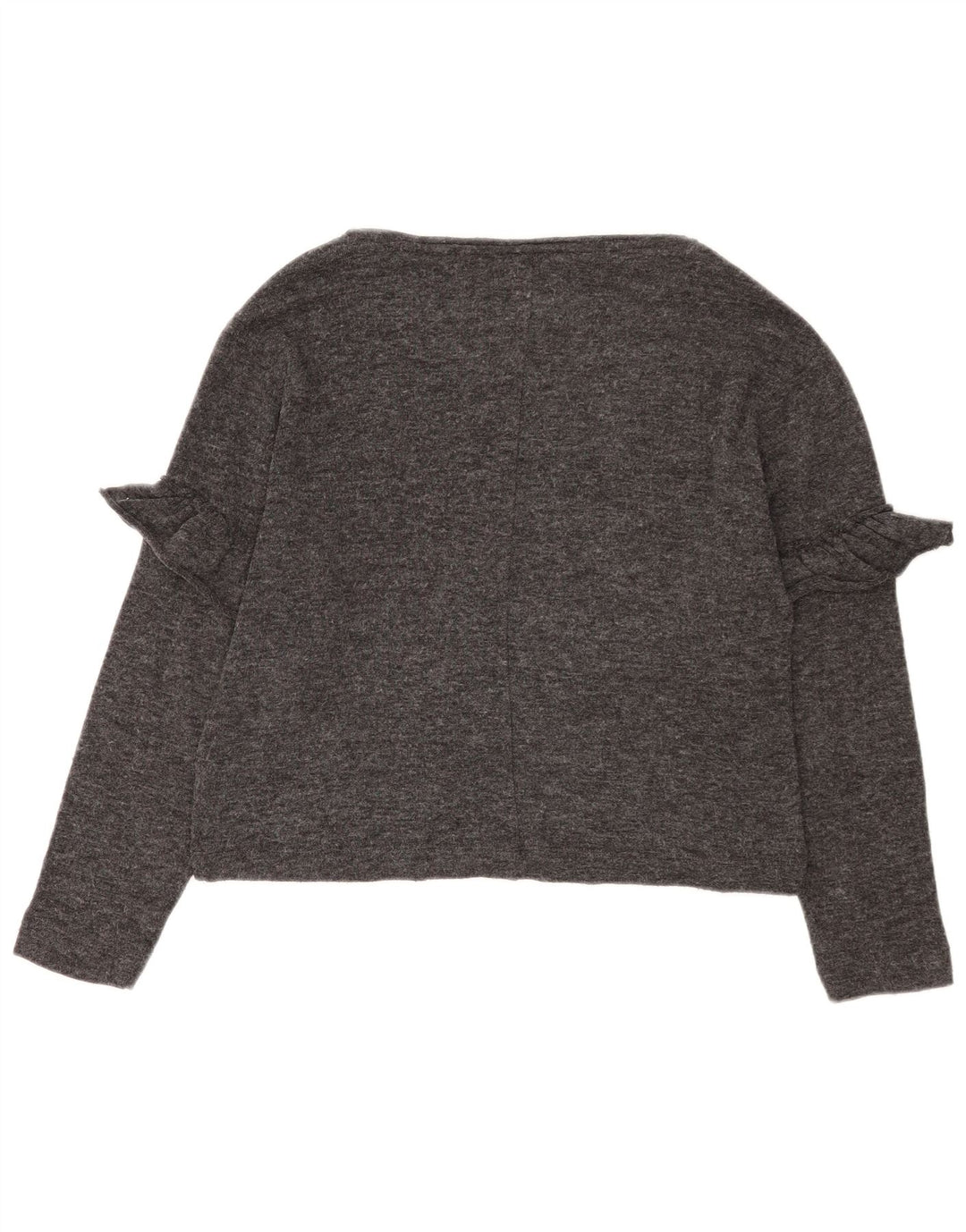 Zara Womens Crop Oversized Top Long Sleeve UK 10 Small Grey Polyester