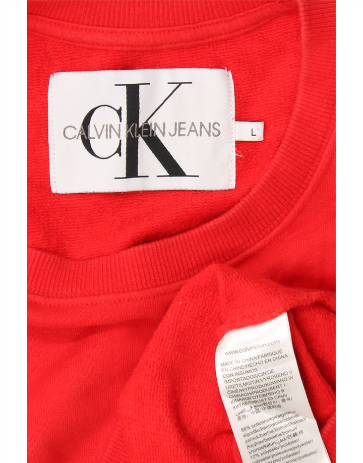 CALVIN KLEIN JEANS Ženski kratki džemper UK 16 Veliki crveni pamuk