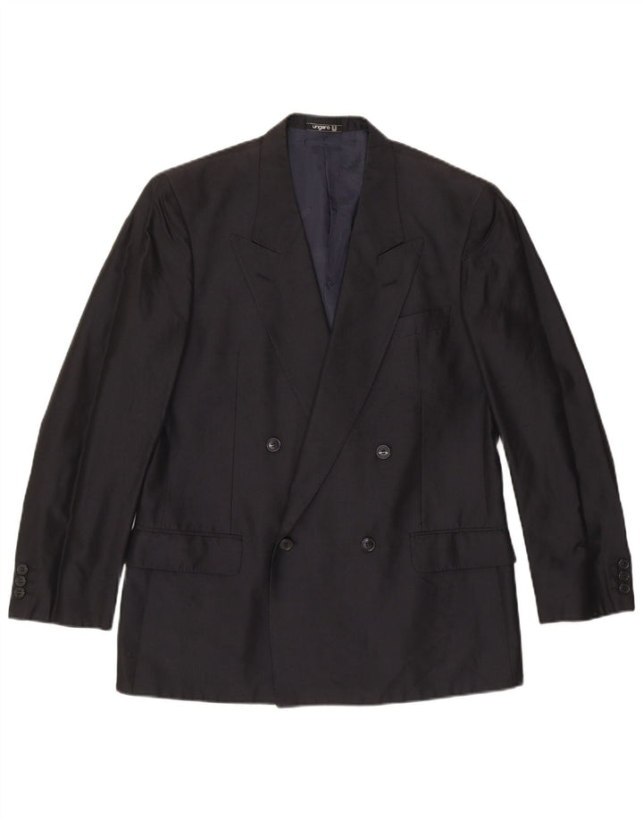 UNGARO Mens Double Breasted Blazer Jacket IT 50 Large Black Silk