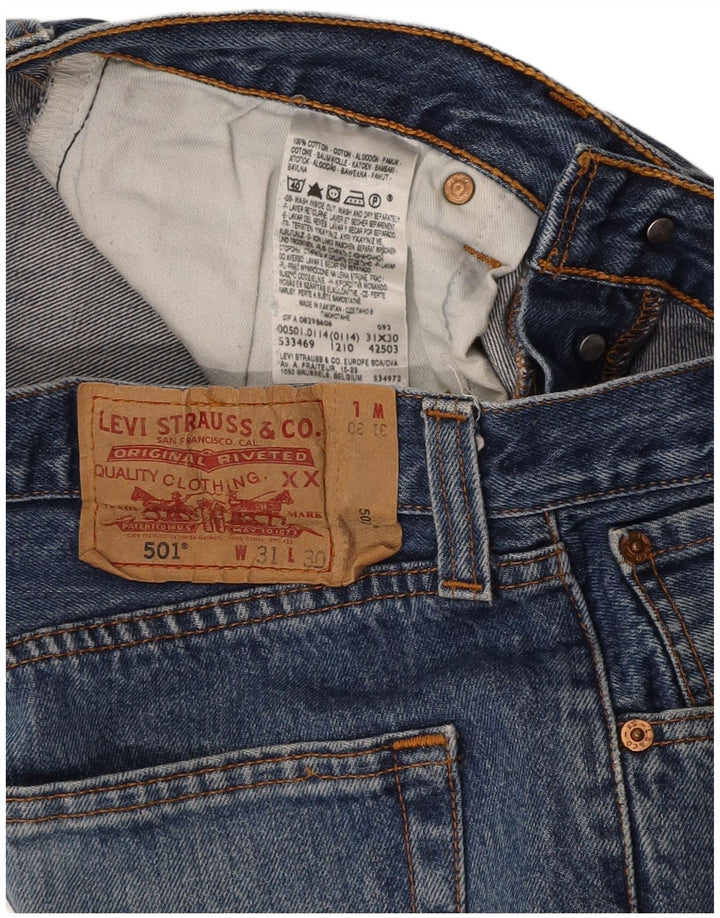 LEVI'S Mens 501 Distressed Straight Jeans W31 L30  Blue Cotton