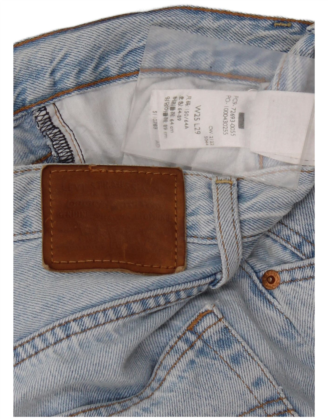 Levi's ženske ravne traperice s prsnim košem W25 L29 plavi pamuk