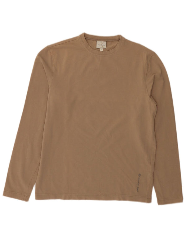 Calvin Klein Jeans Ženska majica dugih rukava UK 10 Small Beige Cotton
