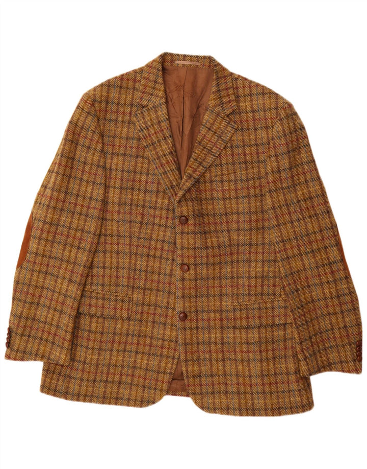 Harris Tweed muški sako sa 3 gumba UK 40 veliki smeđi karirani