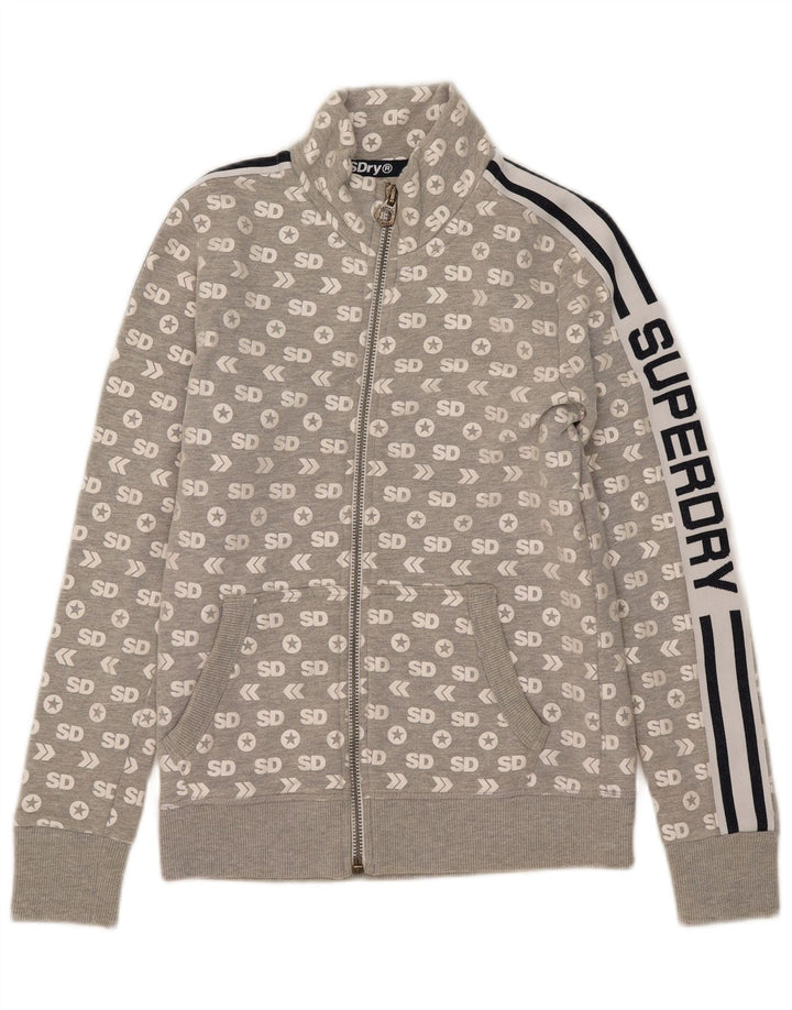 Superdry ženska gornja jakna trenirke Graphic UK 10 Mala siva pamuk