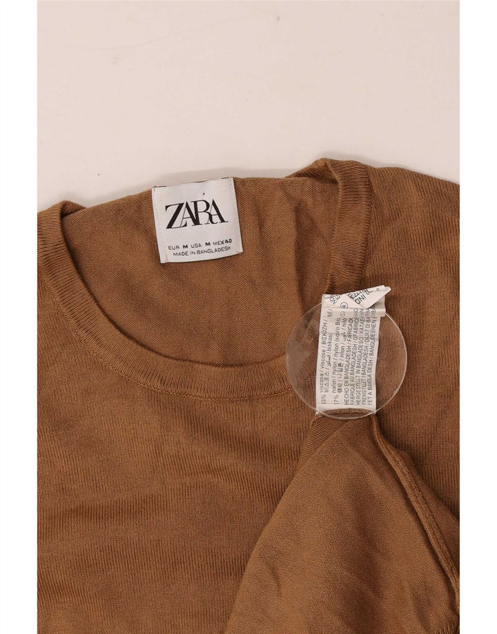 Zara muški džemper s okruglim izrezom srednje smeđe viskoze