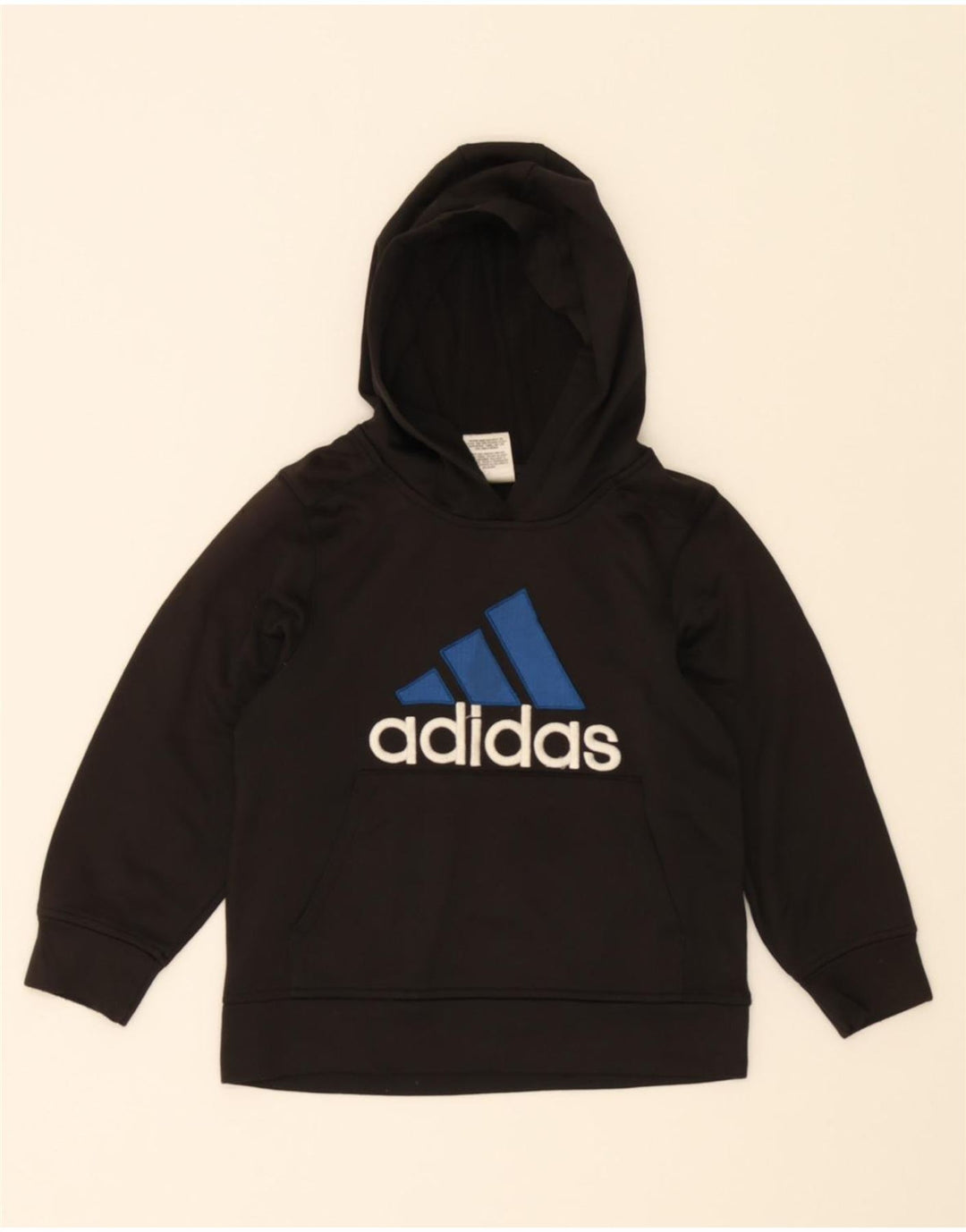 ADIDAS Boys Graphic Hoodie Jumper 5-6 Years Black Polyester Vintage Adidas and Second-Hand Adidas from Messina Hembry 