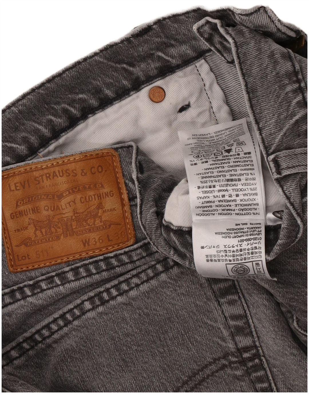 Levi's muške 511 uske traperice W36 L30 sivi pamuk