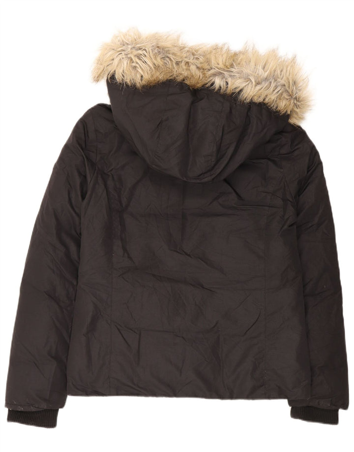 Tommy Hilfiger ženska podstavljena jakna s kapuljačom UK 16 veliki crni poliester