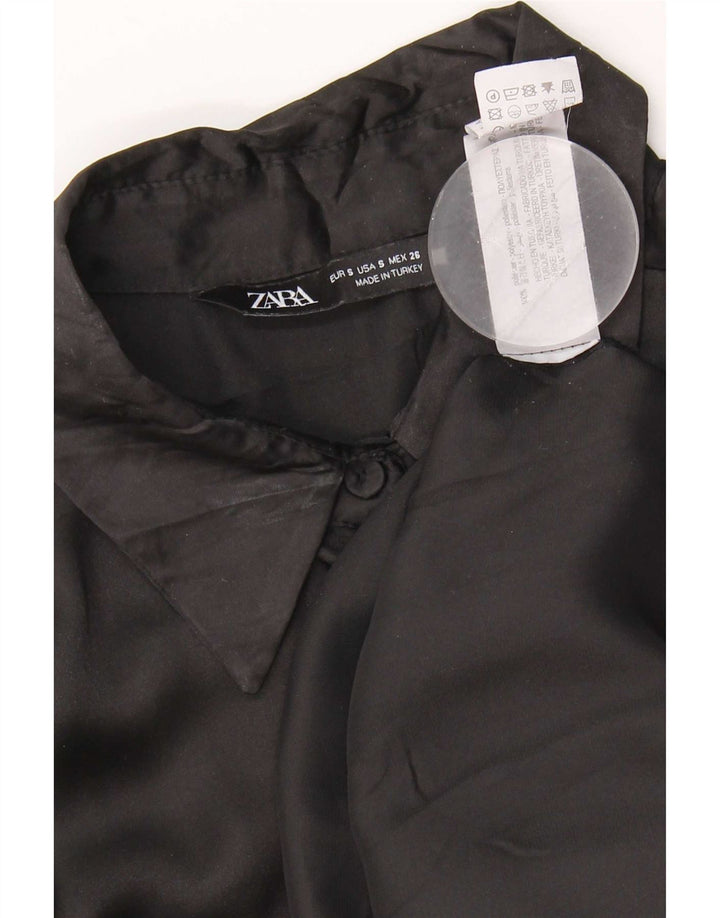 Zara ženska prevelika košulja bluza UK 10 mali crni poliester