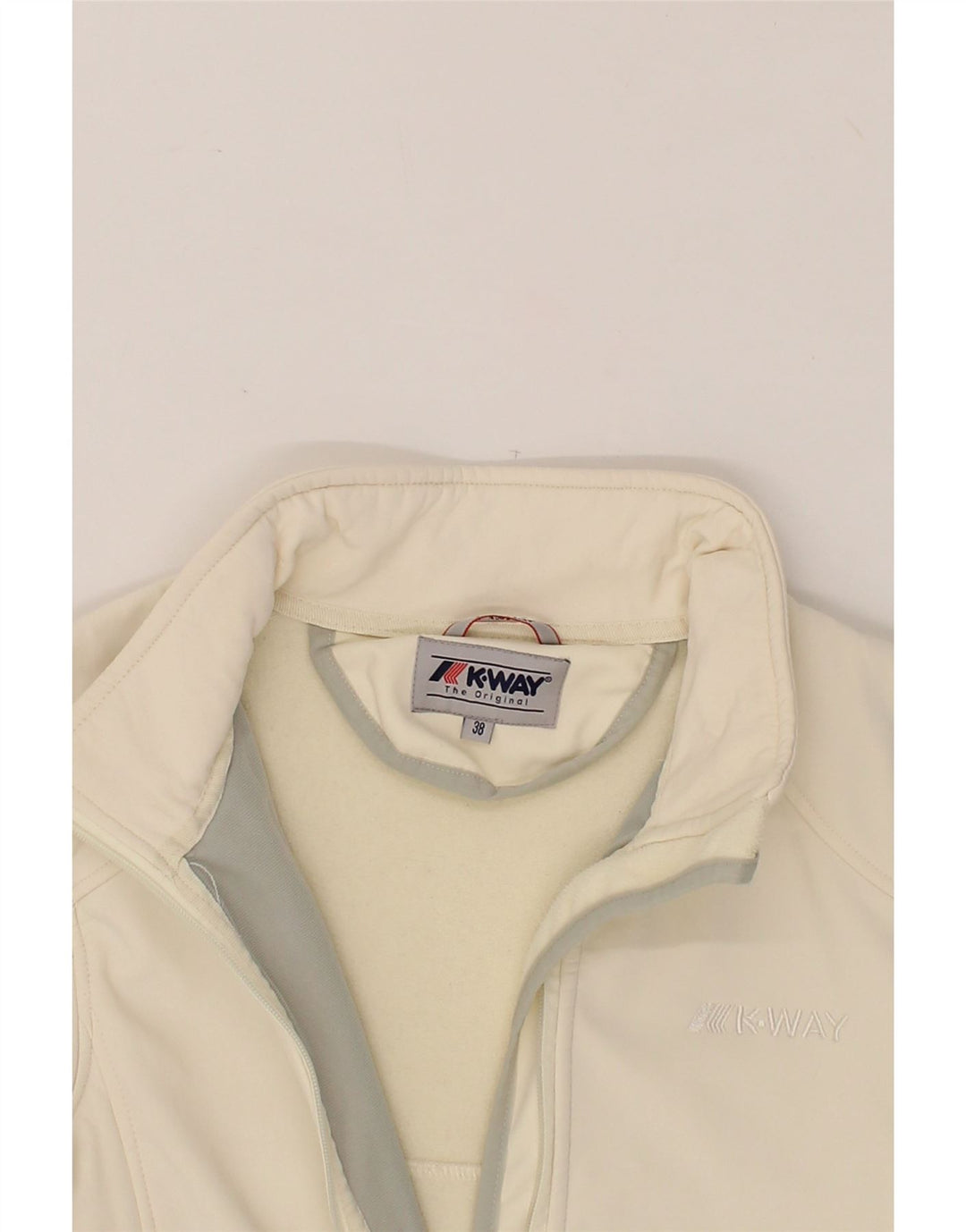 K-WAY Womens Tracksuit Top Jacket EU 38 Medium White Polyester Vintage K-Way and Second-Hand K-Way from Messina Hembry 