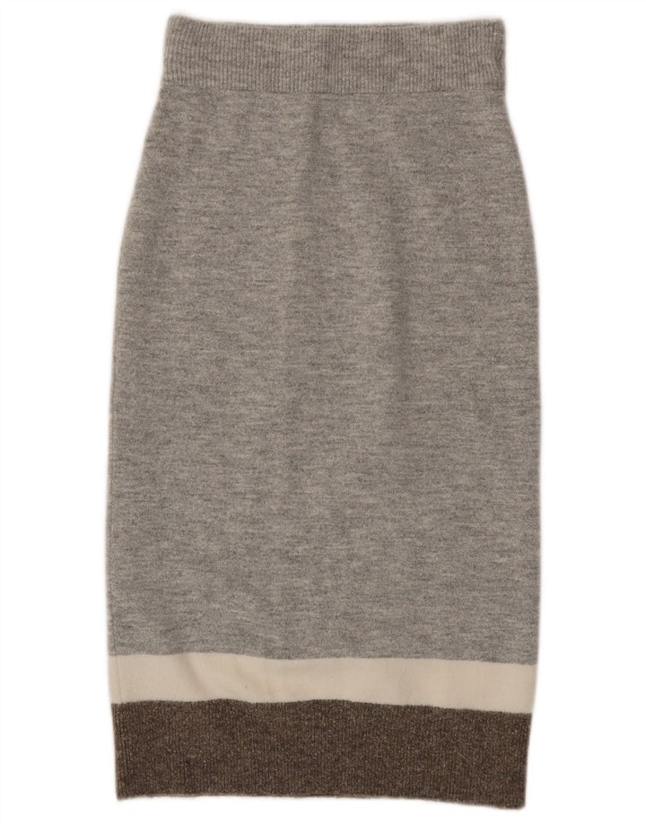 Massimo Dutti ženska pletena pencil suknja mala W27 siva boja