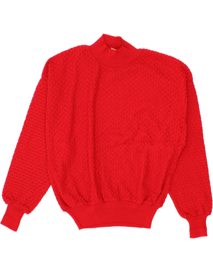 VINTAGE Womens Turtle Neck Jumper Sweater EU 42/44 Large Red Polyester Vintage Vintage and Second-Hand Vintage from Messina Hembry 