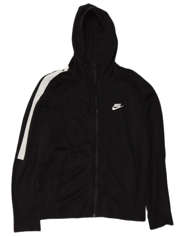 Nike muški pulover s kapuljačom na patentni zatvarač veliki crni pamuk u blokovima boja