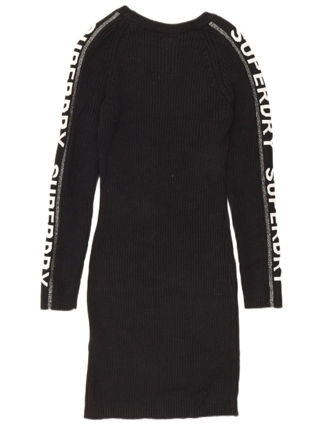 SUPERDRY Ženska džemper haljina s grafičkim motivima UK 12 Srednje crni pamuk