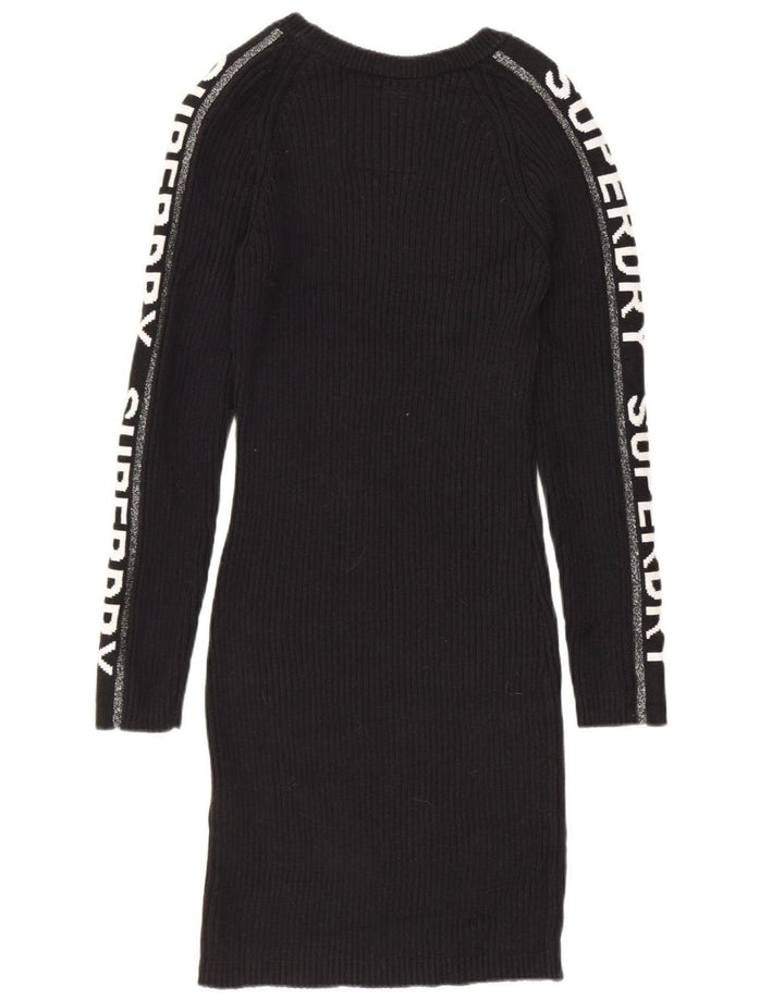 SUPERDRY Ženska džemper haljina s grafičkim motivima UK 12 Srednje crni pamuk
