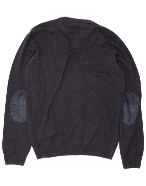 Trussardi Jeans muški kardigan pulover srednje tamnoplave boje vune