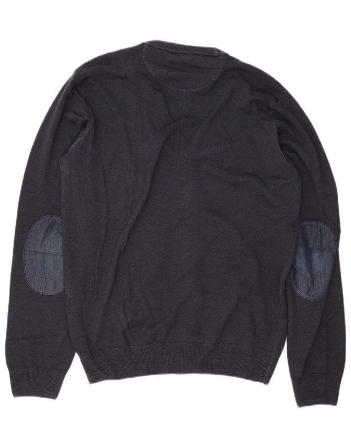 Trussardi Jeans muški kardigan pulover srednje tamnoplave boje vune