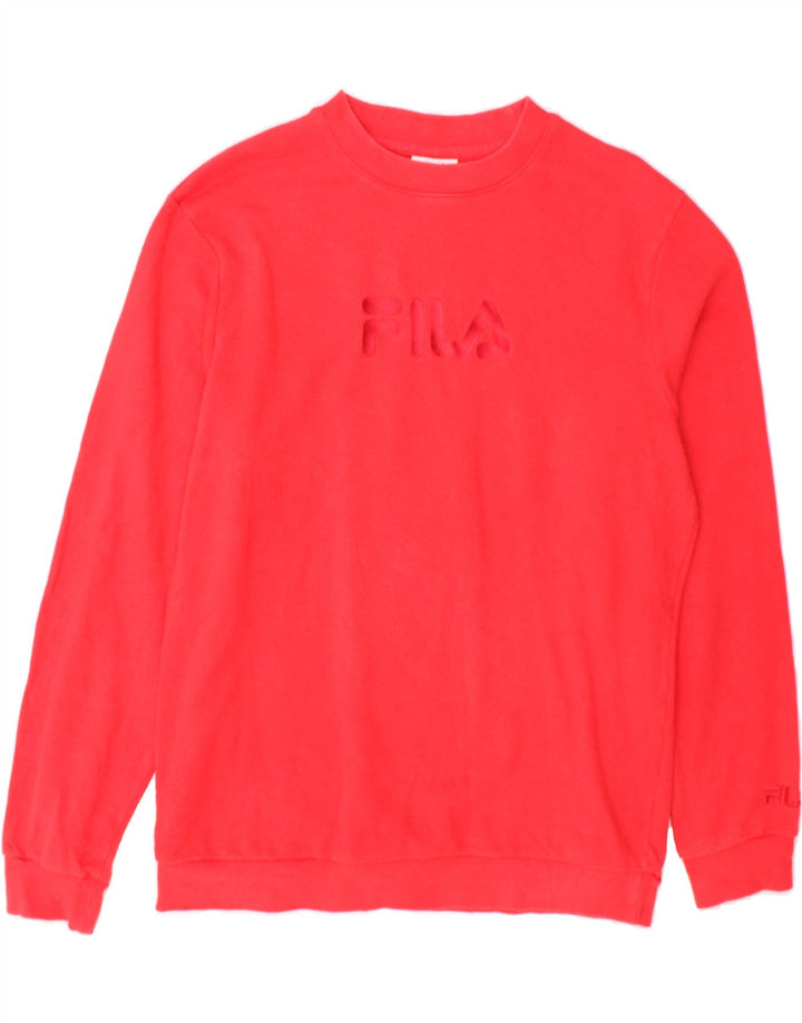FILA Womens Graphic Sweatshirt Jumper UK 12 Medium Red Cotton Vintage Fila and Second-Hand Fila from Messina Hembry 