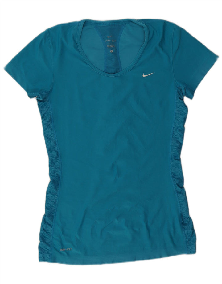 Nike Dri Fit T-Shirt Top UK 10 Mali plavi poliester
