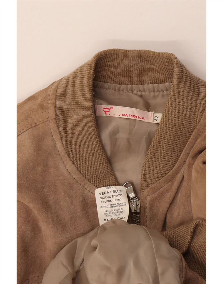 Vintage ženska bomber jakna od brušene kože IT 42 srednje bež kože