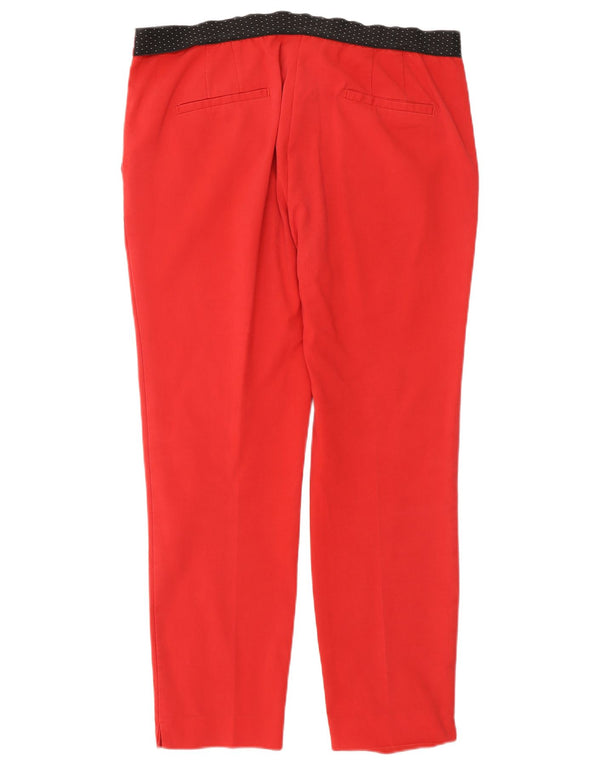 Zara Womens Slim Chino Trousers XL W32 L27 Red Colourblock Cotton