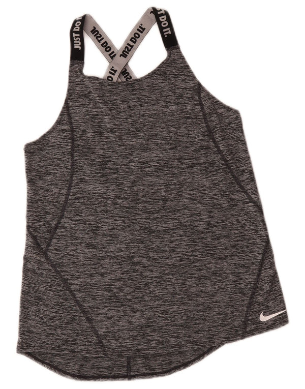 Nike Girls Dri Fit Graphic Vest Top 13-14 Years XL Grey Flected