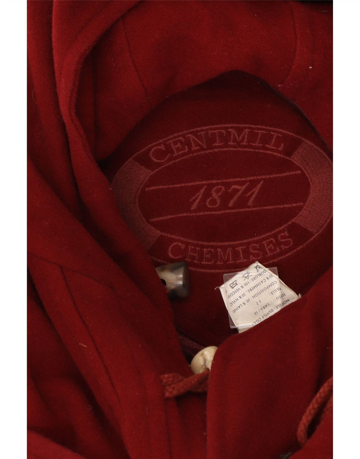 Vintage ženski duffle kaput s kapuljačom IT 52 2XL crvena vuna