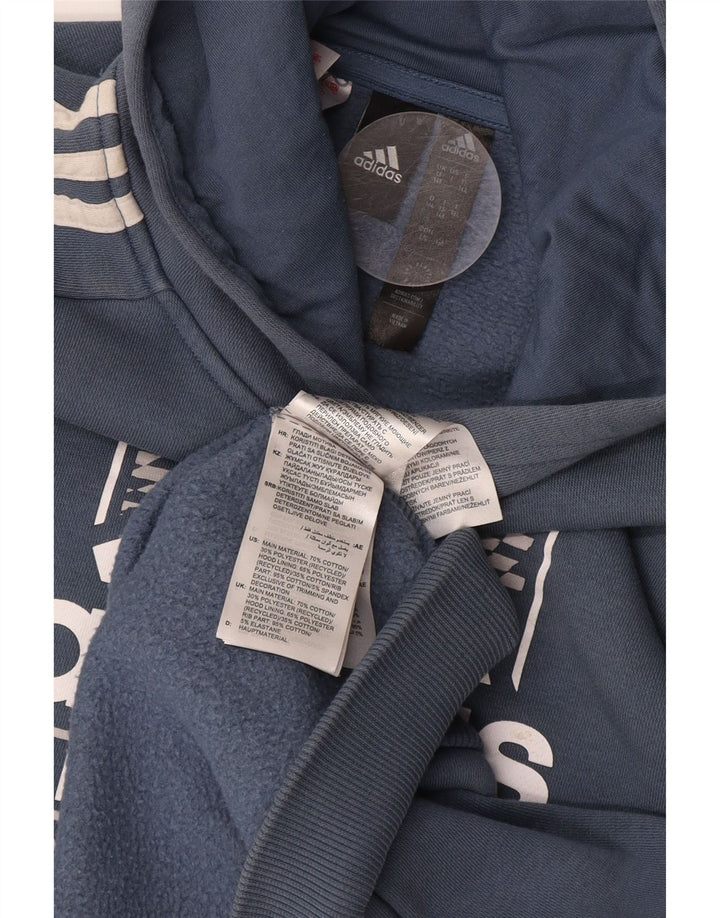 ADIDAS majica s kapuljačom s grafičkim motivima 13-14 godina, plavi pamuk