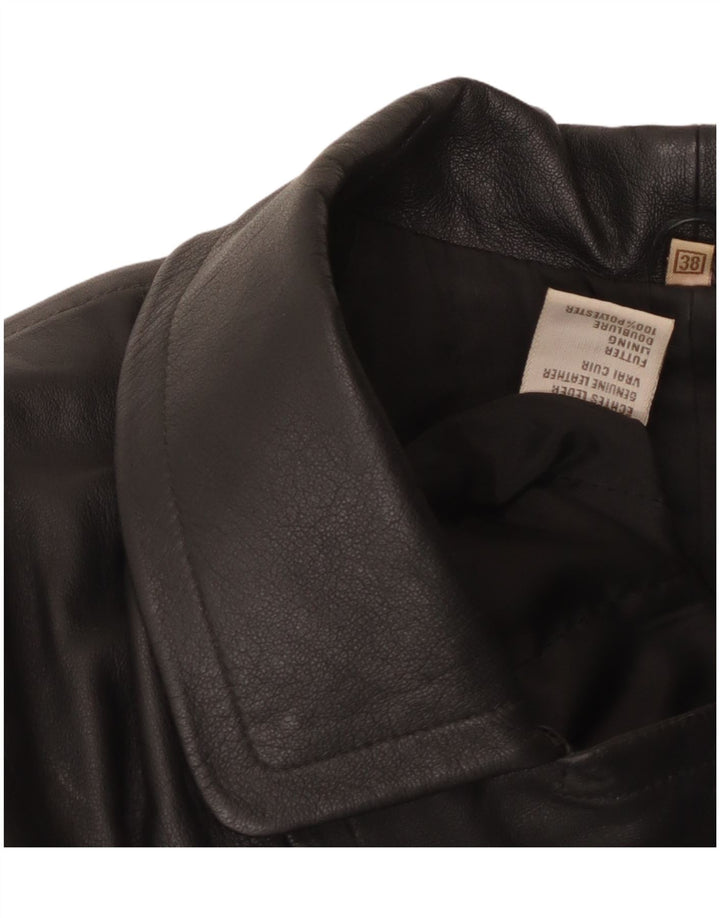 VINTAGE ženski preveliki kožni kaput EU 38 srednje crna koža