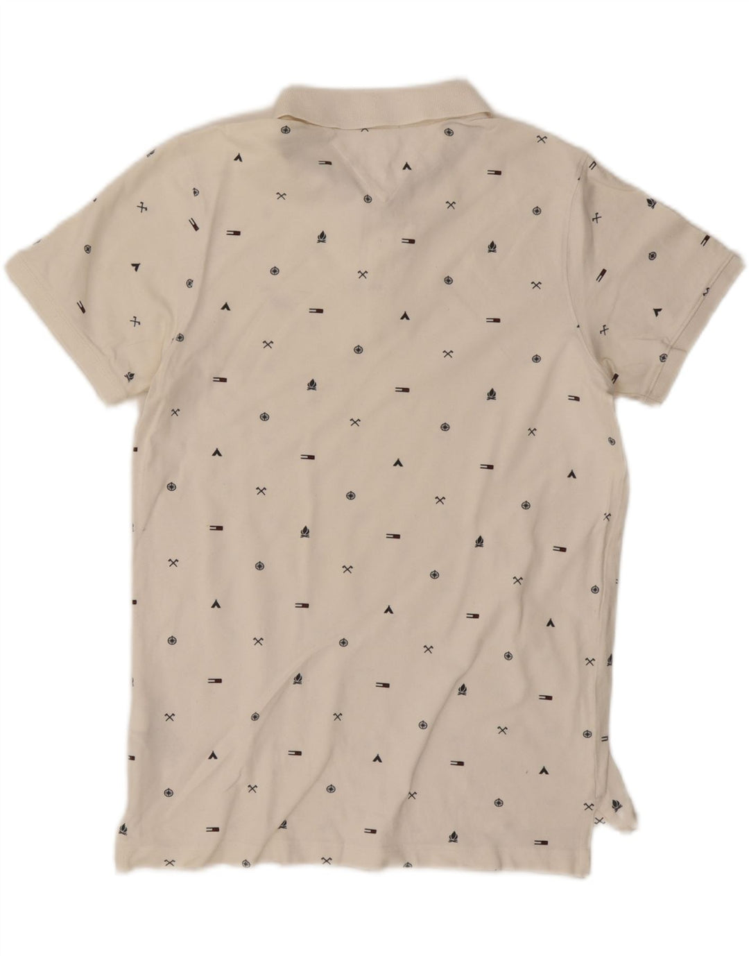 TOMMY HILFIGER Muška uska polo majica s grafičkim motivima srednje bijele boje od pamuka