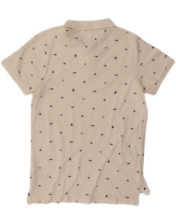 TOMMY HILFIGER Muška uska polo majica s grafičkim motivima srednje bijele boje od pamuka