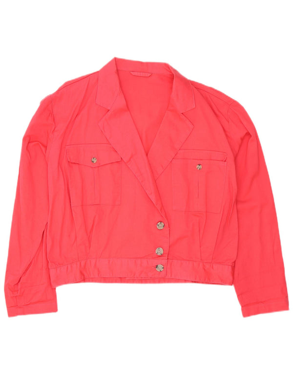Vintage Womens 3 Button Blazer Jacket UK 16 Large Pink Cotton