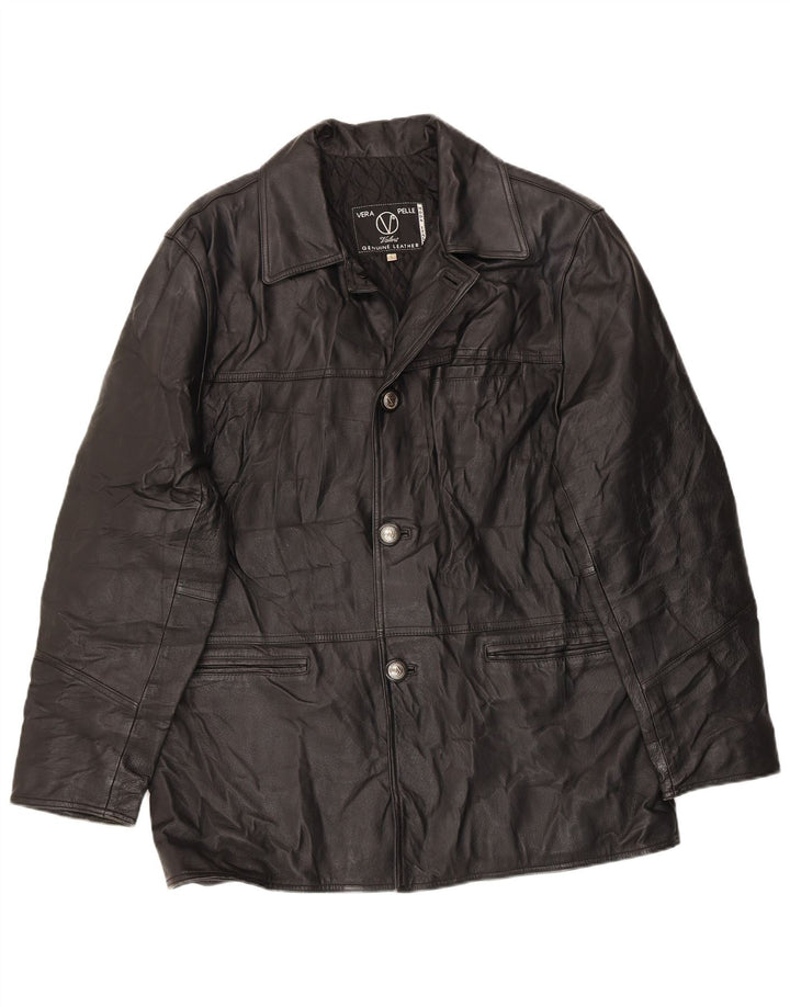 VALENT Mens Leather Jacket UK 40 Large Black Leather