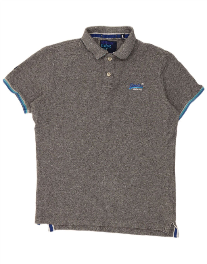 Superdry muška polo majica, veliki sivi flekasti pamuk