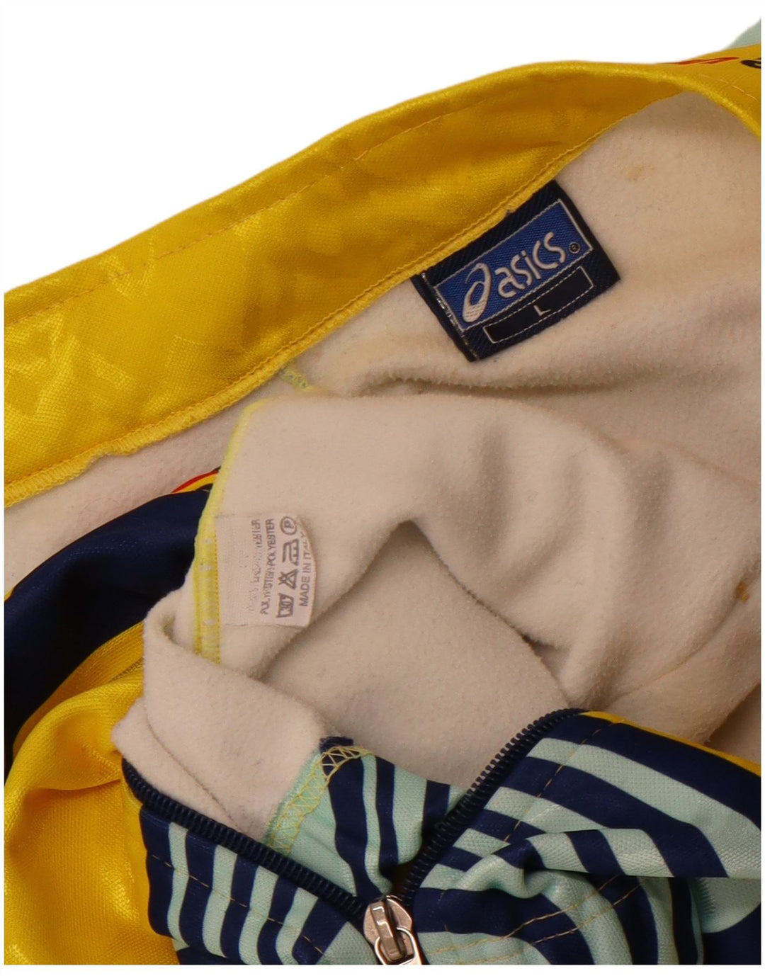 Asics muška trenirka s grafičkim motivima, velika jakna od poliestera žute boje