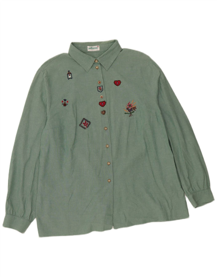 Ženska široka košulja Petressa EU 44 XL od zelenog cvjetnog pamuka