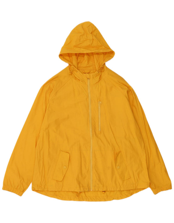 Fat Face Womens Hooded Oversized Rain Jacket UK 18 XL Yellow Cotton