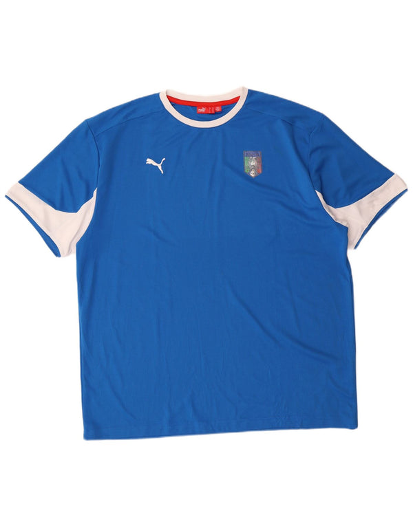 Puma Mens Italia T-Shirt Top XL Blue Colourblock poliester