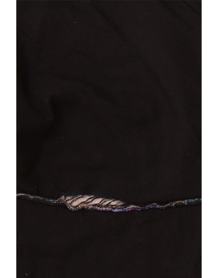 Vintage ženski otvoreni prsluk UK 12 srednje crne cvjetne boje