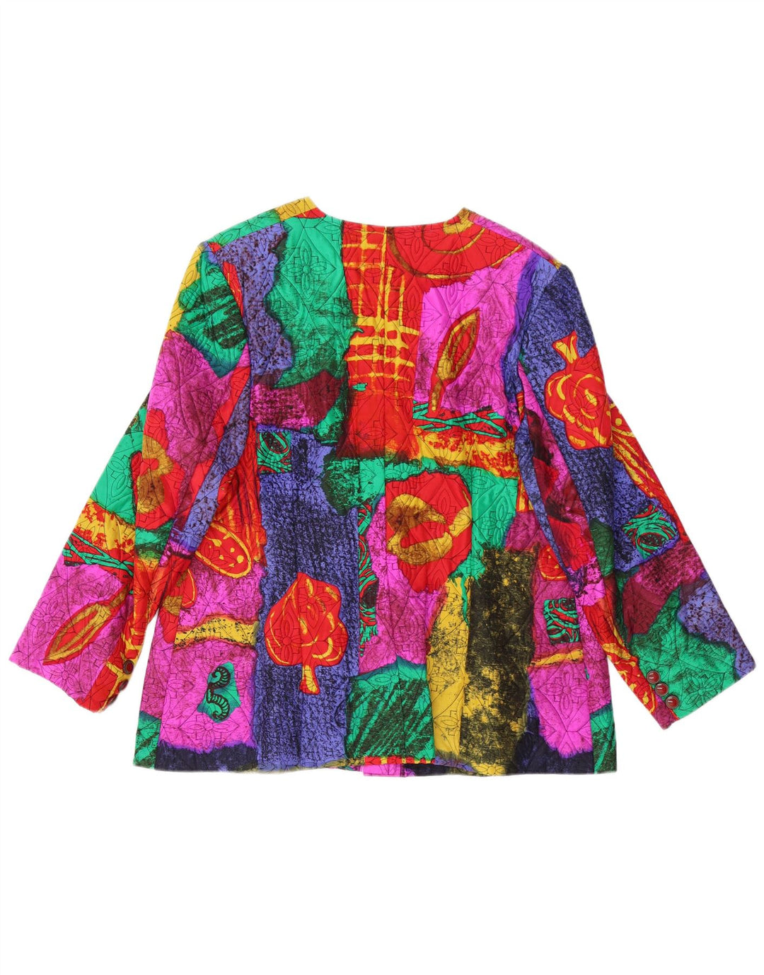 VINTAGE Ženska jakna sako s 5 gumba UK 14 Srednje raznobojni cvjetni