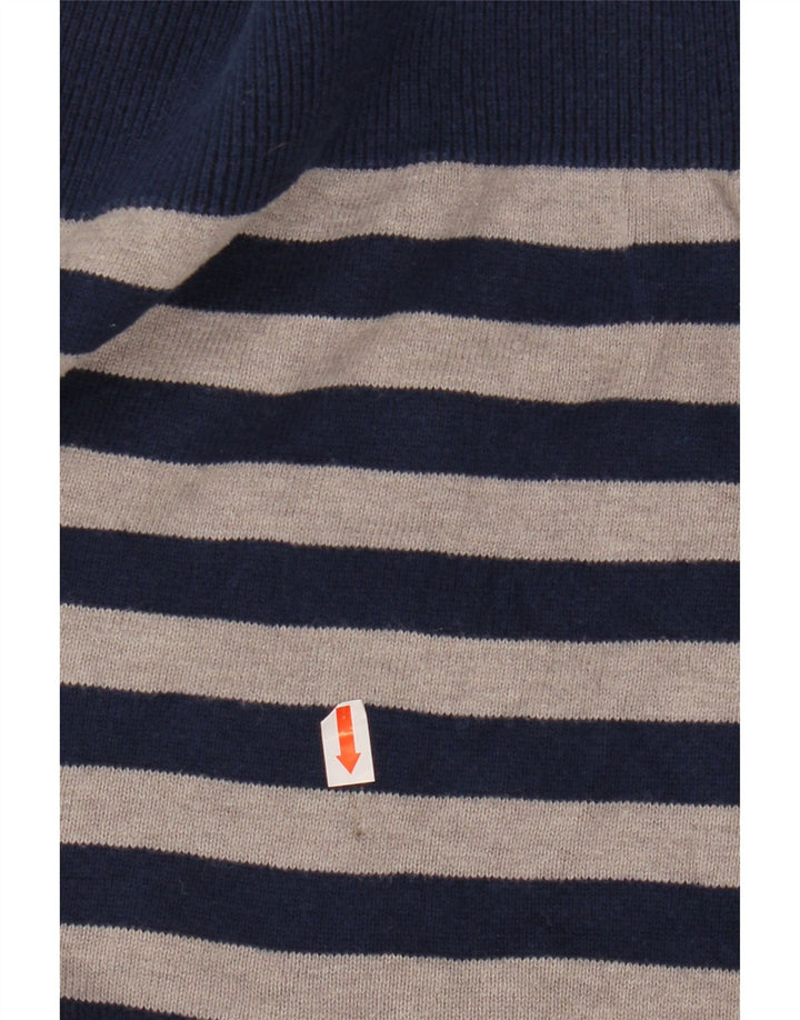 ADIDAS muški pulover s V-izrezom, mali tamnoplavi pamuk na pruge