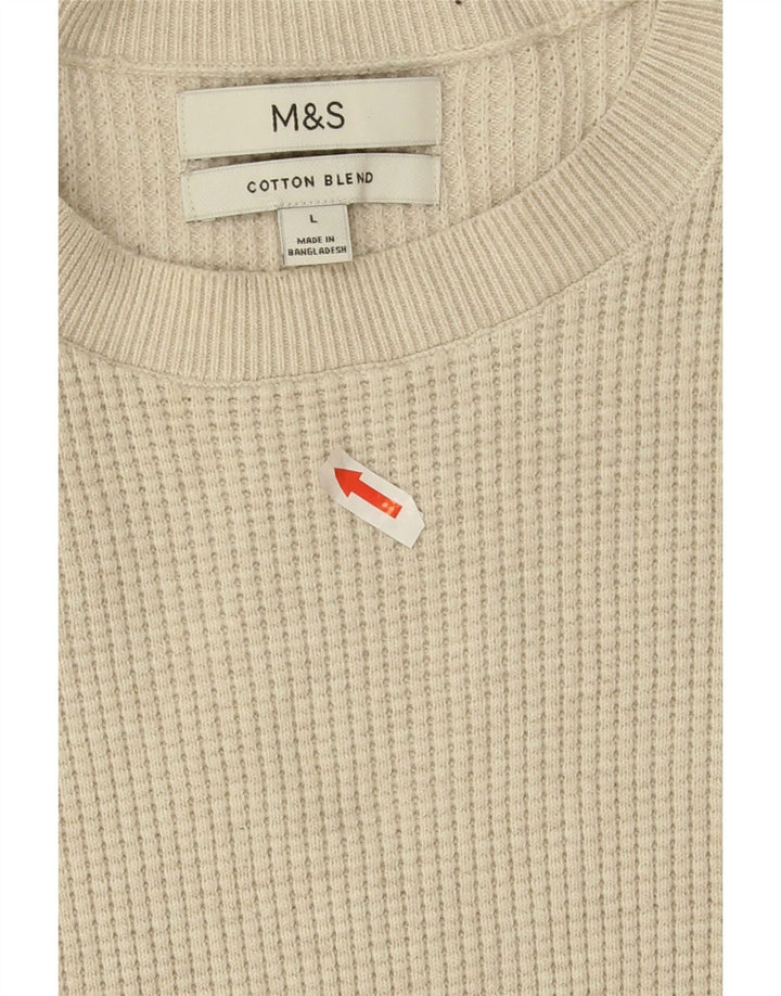 Marks & Spencer muški pulover s okruglim izrezom, veliki bež poliester