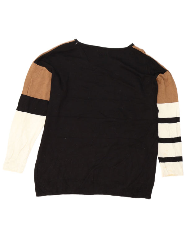 Calvin Klein ženski džemper s veznim izrezom UK 16 Veliki crni blok boja