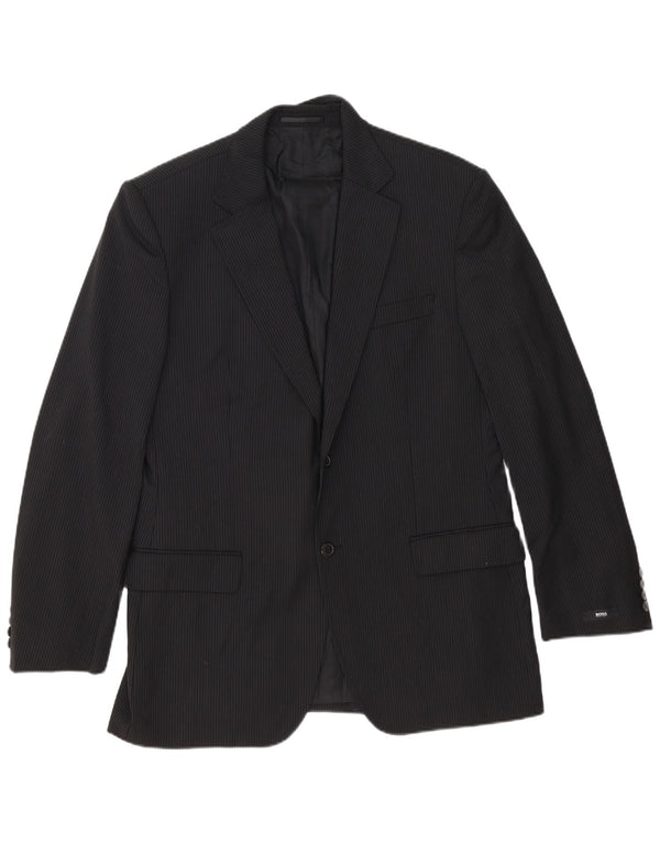 Hugo Boss muška jakna sa 2 gumba EU 54 2XL crna prugasta djevičanska vuna