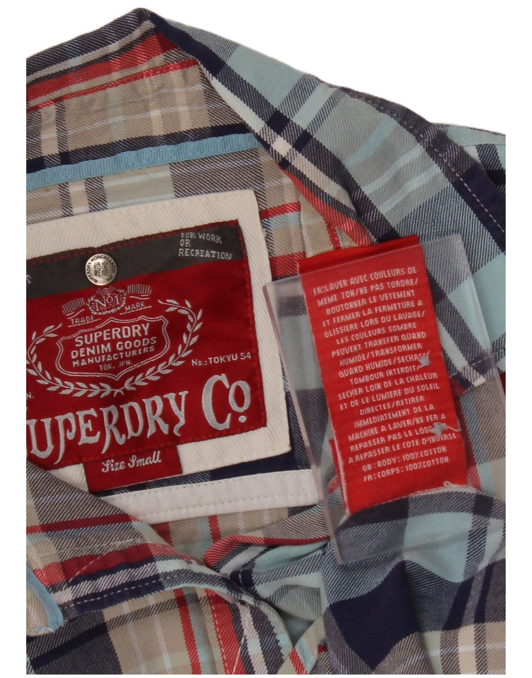 SUPERDRY Ženska flanelska košulja UK 10 Mali plavi karirani pamuk