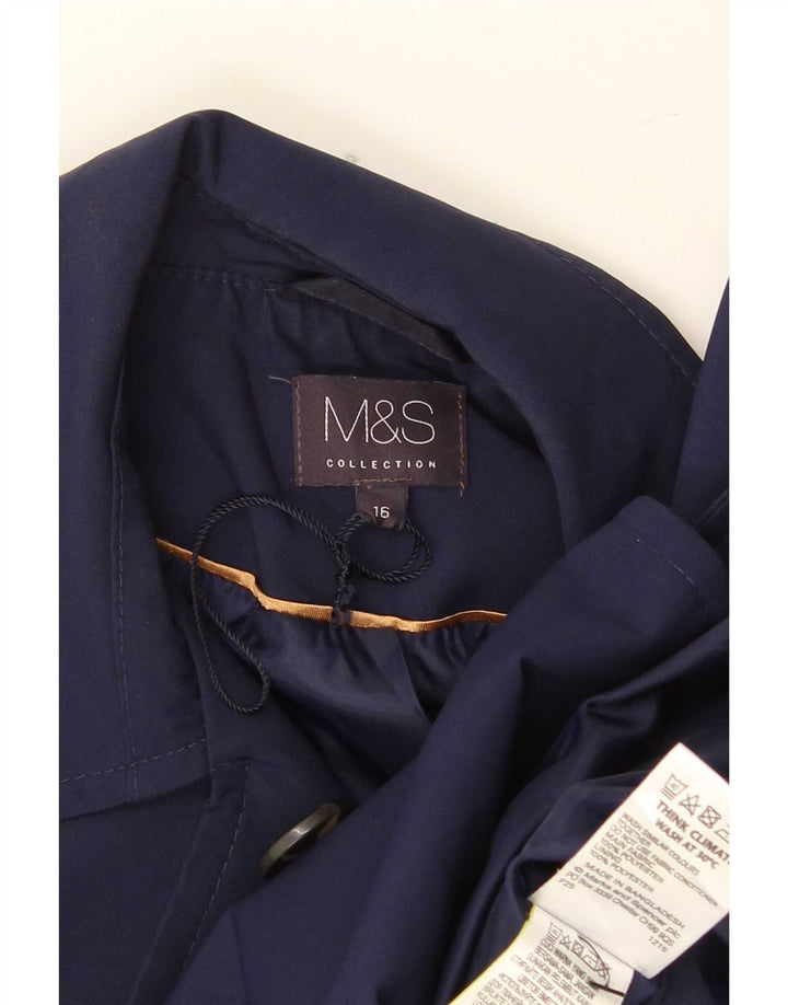 Marks & Spencer ženski graškasti kaput UK 16 veliki tamnoplavi poliester